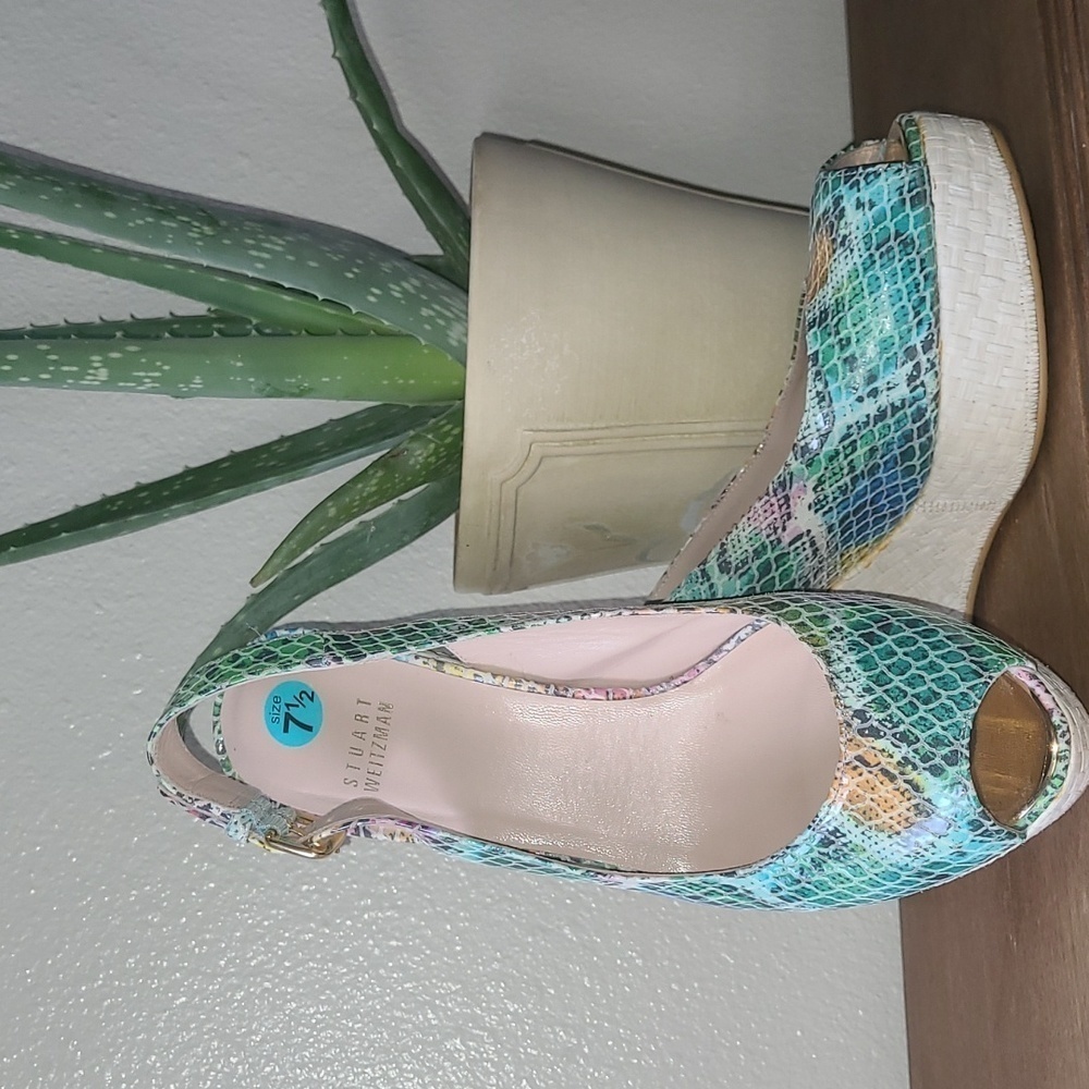 Stewart Weitzman Rainbow colored wedge sandals. Size 7.5
